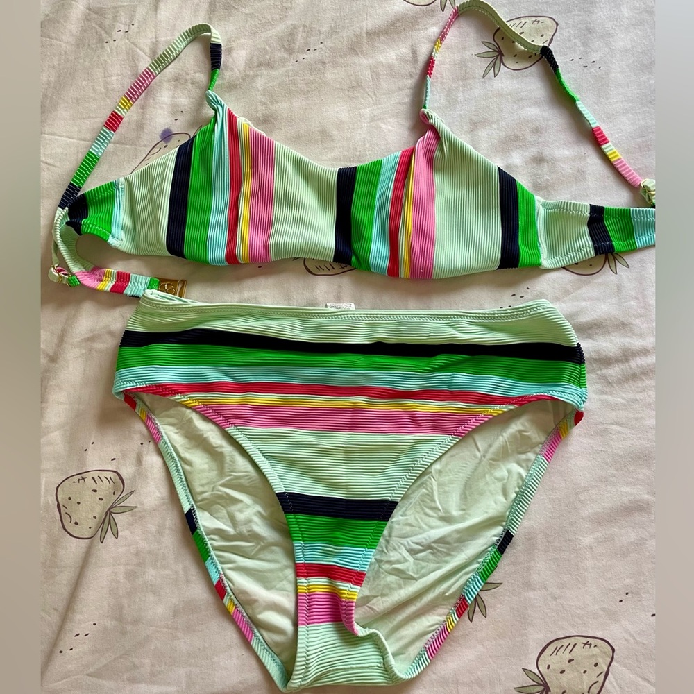 TRINA TURK swim wear bikini multi colored size 12 size 14, green pink blue